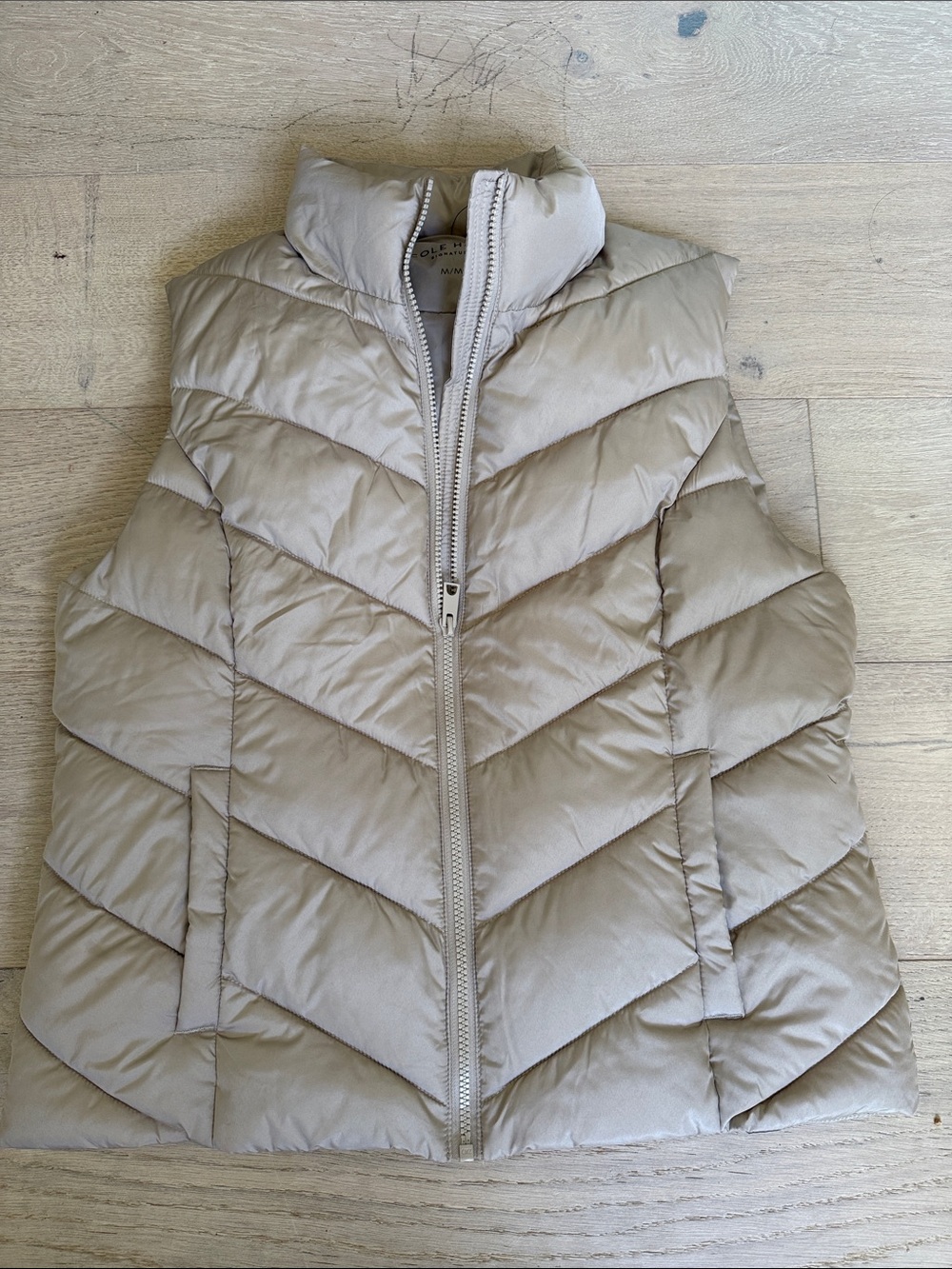 Cole Haan Signature Beige Tan Quilted Puffer Vest sz Med